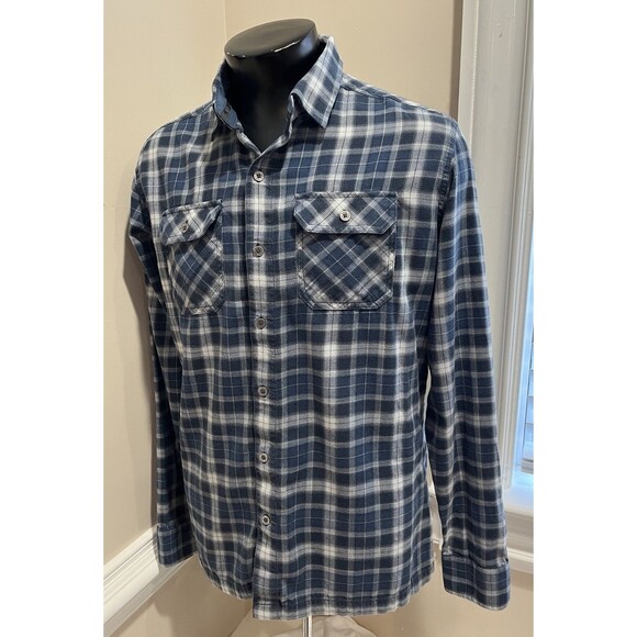 Kuhl Men's Flannel Shirt Size Medium Blue Plaid Long Sleeve Button-Up Outdoor - Picture 3 of 15